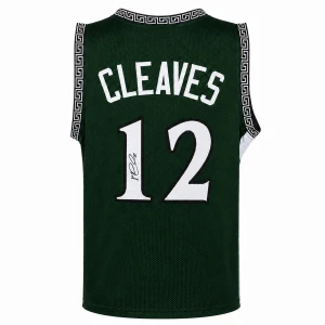 Mateen Cleaves Signed Green Custom College Basketball Jersey