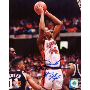 Derrick Coleman Signed Syracuse White Jersey Shooting 8x10 Photo