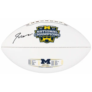 Junior Colson Signed Michigan Wolverines 2003 National Championship Logo White Football