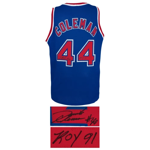 Derrick Coleman Signed Blue Custom Basketball Jersey w/ROY'91 - Image 2