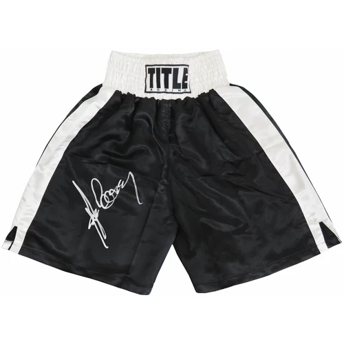 Gerry Cooney Signed Title Black & White Trim Boxing Trunks