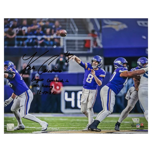 Kirk Cousins Signed Vikings Largest NFL Comeback LE/33 16x20 Photo w/Comeback Inscription - (Fanatics)