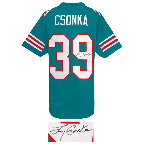 Larry Csonka Signed Teal Custom Football Jersey - Image 2