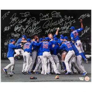 2016 Chicago Cubs Team Signed Chicago Cubs 2016 World Series Celebration Spotlight 16x20 Photo (24 Sigs)