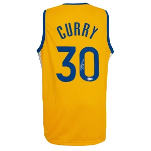 Stephen Curry Signed Yellow Custom Basketball Jersey - (Beckett)
