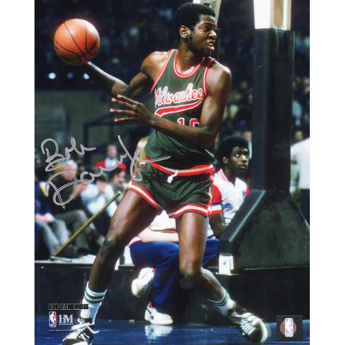 Bob Dandridge Signed Milwaukee Bucks With Basketball Action 8x10 Photo