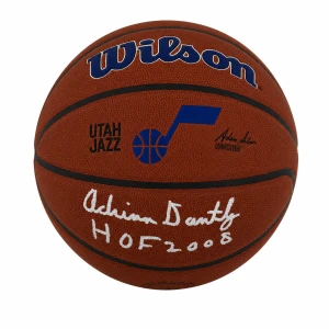 Adrian Dantley Signed Utah Jazz Logo Wilson Alliance NBA Basketball w/HOF 2008