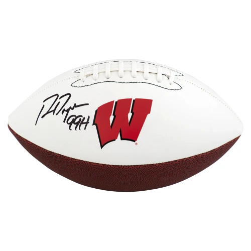 Ron Dayne Signed Wisconsin Logo Brands White Logo Football w/99H