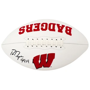 Ron Dayne Signed Wisconsin Badgers Franklin White Logo Football w/99H
