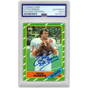 Steve Deberg Signed Buccaneers 1986 Topps Football Trading Card #373 - (PSA Encapsulated)