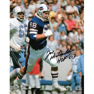 Joe DeLamielleure Signed Buffalo Bills Action vs Oilers 8x10 Photo w/HOF'03