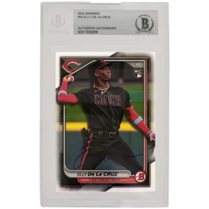 Elly De La Cruz Signed Cincinnati Reds 2024 Bowman Rookie Baseball Card #22  - (Beckett Encapsulated)