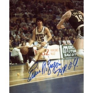 Ernie DiGregorio Signed Buffalo Braves White Jersey Dribbling Action 8x10 Photo w/74 ROY