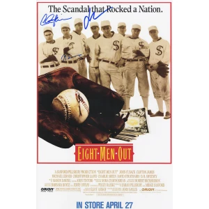 Charlie Sheen, John Cusack & D.B. Sweeney Triple Signed Eight Men Out 11x17 Movie Poster