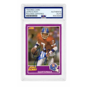 John Elway Signed Denver Broncos 1989 Score Supplemental Football Trading Card #339S  (PSA Encapsulated)