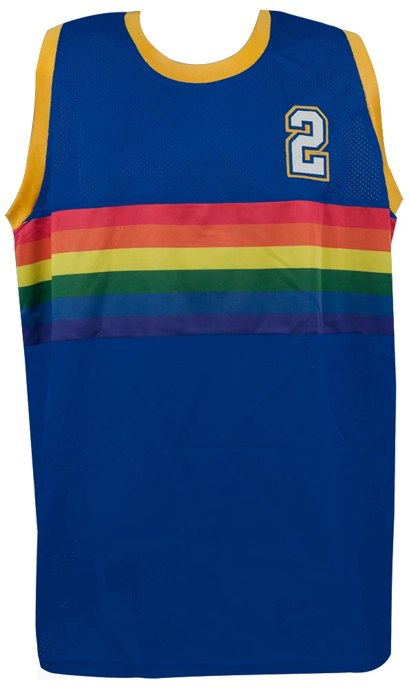 Alex English Signed Blue Throwback Custom Basketball Jersey w/HOF'97 - Image 2