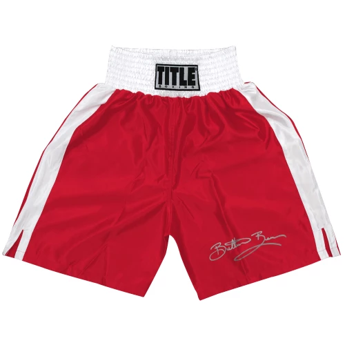 Eric 'Butterbean' Esch Signed Title Red With White Trim Boxing Trunks