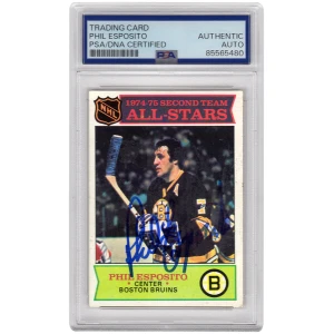 Phil Esposito Signed Boston Bruins 1975 Topps Hockey Card #292 - (PSA Encapsulated)
