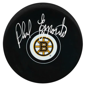 Phil Esposito Signed Boston Bruins Team Logo Hockey Puck