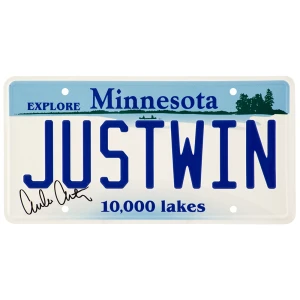 Emilio Estevez Signed Mighty Ducks Gordon Bombay 'Just Win' Minnesota License Plate