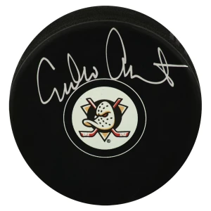 Emilio Estevez Signed Anaheim Mighty Ducks Team Logo Hockey Puck