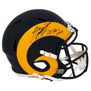 Jim Everett Signed Los Angeles Rams Throwback Riddell Full Size Speed Replica Helmet w/2x Pass Leader