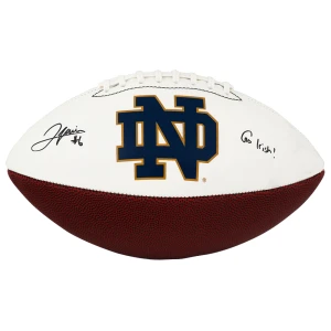 Jordan Faison Signed Notre Dame Fighting Irish Logo Brand White Logo Football w/Go Irish