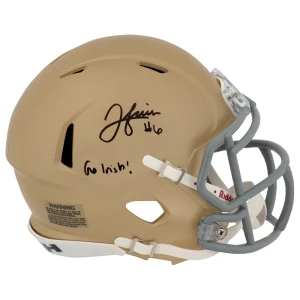 Jordan Faison Signed Notre Dame Fighting Irish Riddell Speed Mini Helmet w/Go Irish