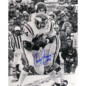 Chuck Foreman Signed Minnesota Vikings B&W Action 16x20 Photo