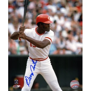 George Foster Signed Cincinnati Reds Batting Action 8x10 Photo