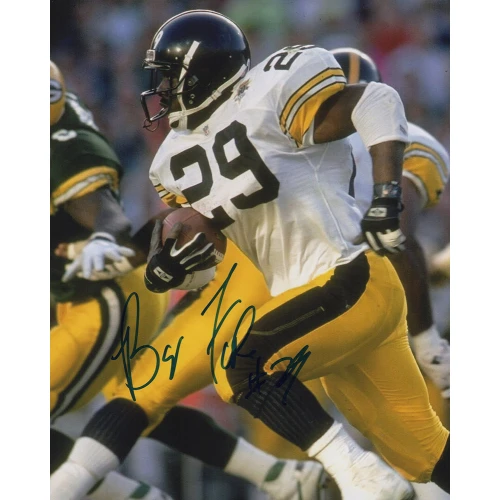 Barry Foster Signed Pittsburgh Steelers White Jersey With Football 8x10 Photo
