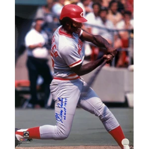 George Foster Signed Cincinnati Reds Grey Jersey Swinging 16x20 Photo w/NL MVP 1977