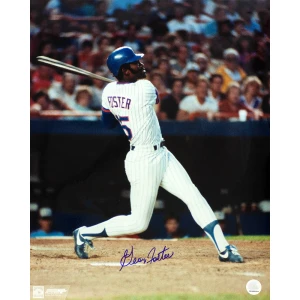 George Foster Signed New York Mets White Jersey Swinging 16x20 Photo