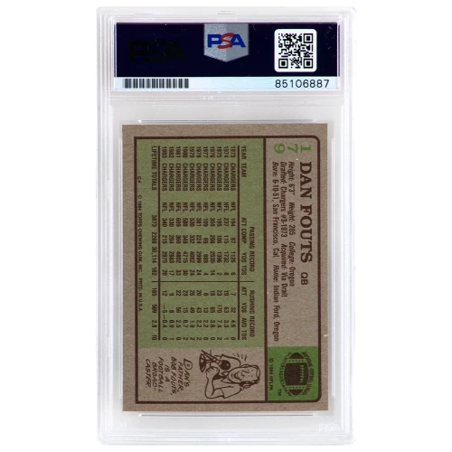 Dan Fouts Signed Chargers 1984 Topps Football Trading Card #179 - (PSA Encapsulated) - Image 2