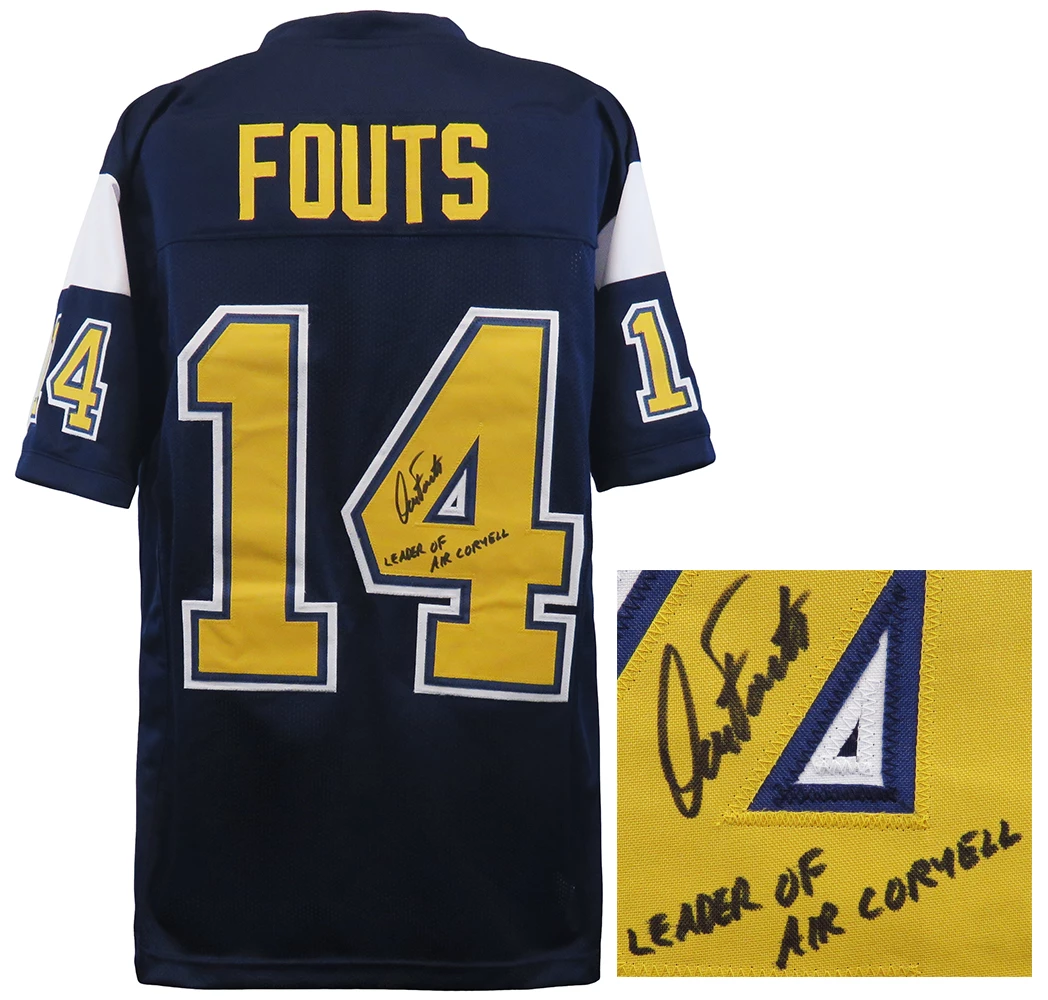 Dan Fouts Signed Dark Navy Throwback Custom Football Jersey w/Leader of Air Coryell - Image 2