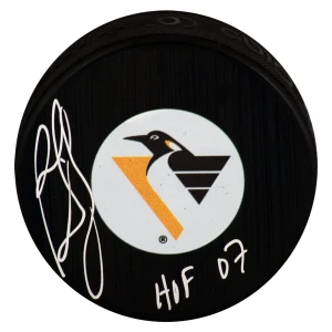 Ron Francis Signed Pittsburgh Penguins Retro Logo Hockey Puck w/HOF'07