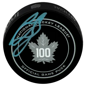 Ron Francis Signed Toronto Maple Leafs 100th Logo Official Game Hockey Puck