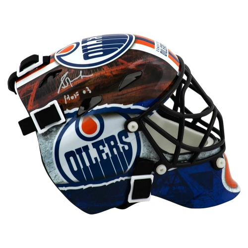 Grant Fuhr Signed Oilers Mini Hockey Goalie Mask w/HOF'03