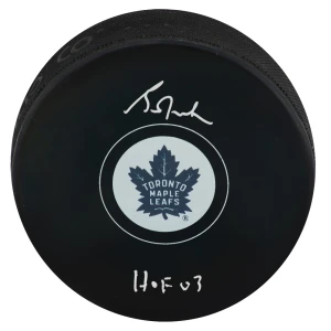 Grant Fuhr Signed Toronto Maple Leafs Logo Hockey Puck w/HOF'03