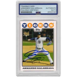 Armando Galarraga Signed Detroit Tigers 2008 Topps Update Rookie Baseball Card #UH153 - (PSA Encapsulated)
