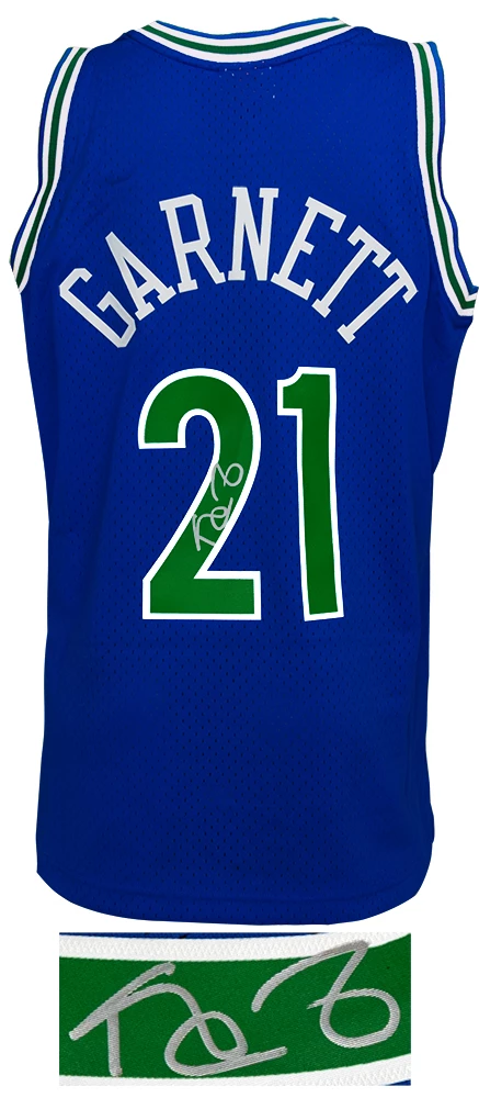 Kevin Garnett Signed Minnesota Timberwolves 1995 Throwback Blue Mitchell & Ness NBA Swingman Jersey - Image 2