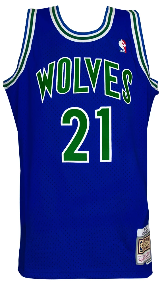 Kevin Garnett Signed Minnesota Timberwolves 1995 Throwback Blue Mitchell & Ness NBA Swingman Jersey - Image 3