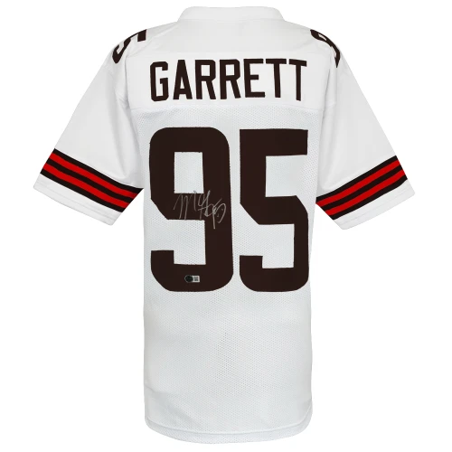 Myles Garrett Signed White Custom Football Jersey - (Beckett)