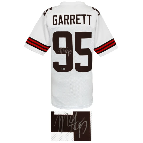 Myles Garrett Signed White Custom Football Jersey - (Beckett) - Image 2