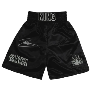 Ryan Garcia Signed King Garcia Black Trim Custom Boxing Trunks - (Beckett)