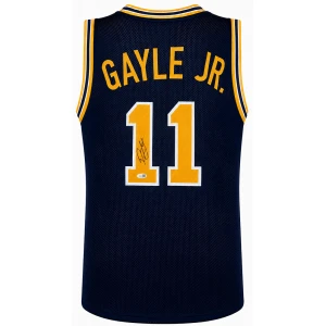 Roddy Gayle Jr. Signed Navy Custom College Basketball Jersey - (JSA)