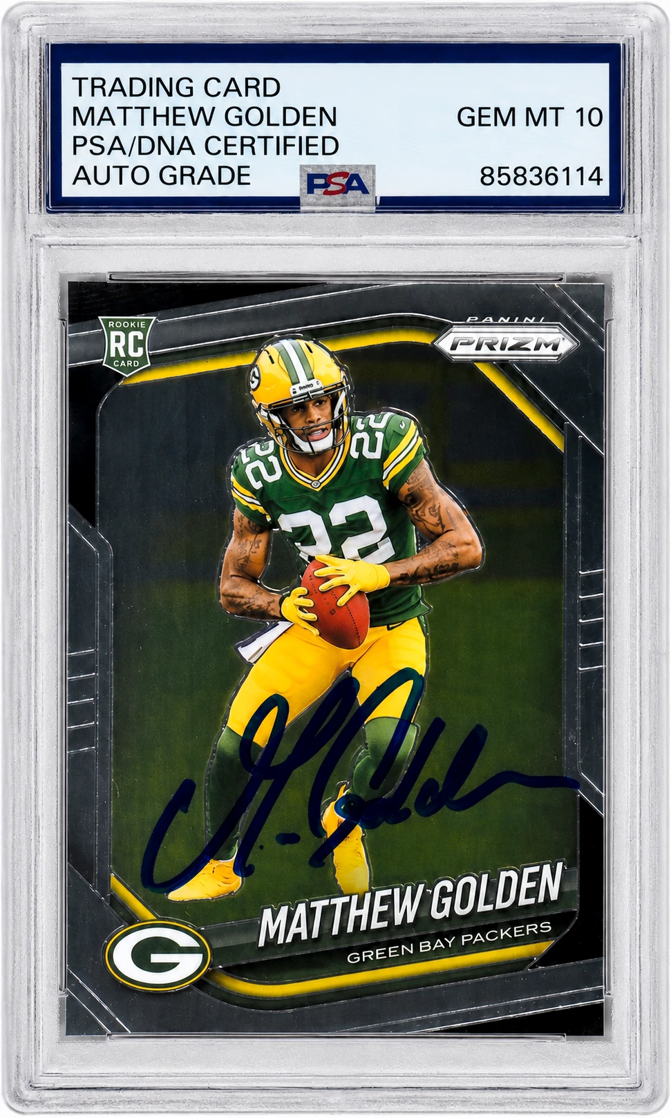 Matthew Golden Signed Packers 2025 Panini Prizm Rookie Football Card #326 - (PSA Encapsulated - Auto Grade 10)