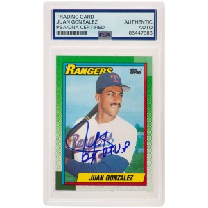 Juan Gonzalez Signed Texas Rangers 1990 Topps Rookie Baseball Card #331 w/2x MVP - (PSA Encapsulated)