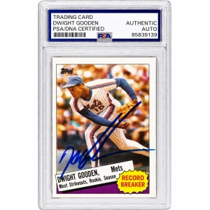Dwight Gooden Signed Mets 1985 Topps Record Breaker Baseball Card #3 - (PSA Encapsulated)
