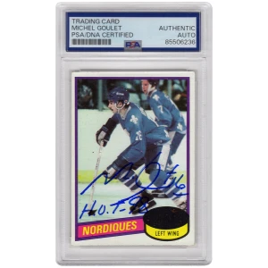 Michel Goulet Signed Quebec Nordiques 1980 Topps Rookie Hockey Trading Card #67 w/HOF'98 - (PSA Encapsulated)